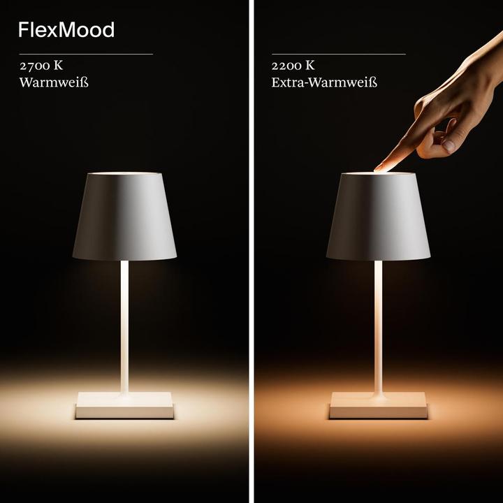 Actual product image Sigor 4547001 Nuindie mini rechargeable table lamp 25cm midnight black 2.2W FlexMood 2200K/2700K IP54 (98.50 lm)