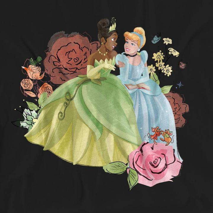 Actual product image Disney Princess Unisex Adult In The Garden Tiana And Cinderella T-Shirt (XXL)