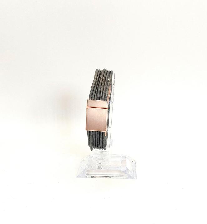 Image du produit Signé Signè bracelet avec fermeture magnétique cuir gris foncé éléments doré rose No.13 (19.40 cm, Métal, Laiton, sans plomb, Sans cadmium, Sans nickel)