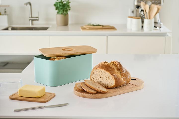 Actual product image Zeller Present Bread bin w. bamboo lid, metal, mint