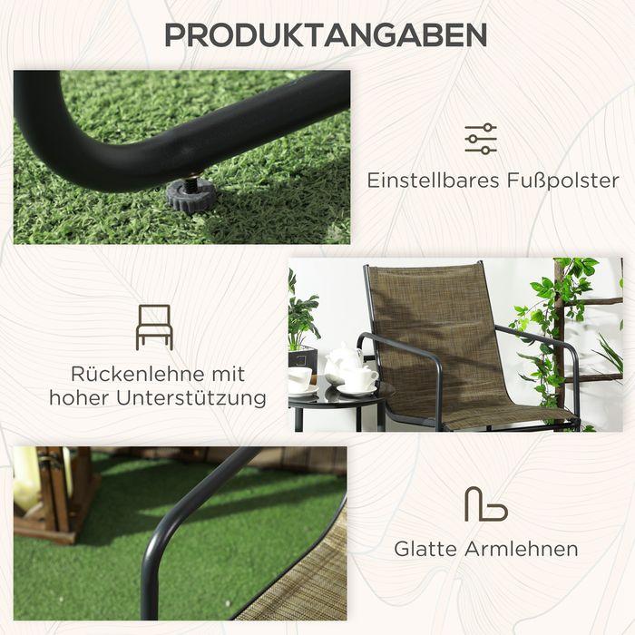 Produktbild Swisshandel24 Gartenstühle 2er-Set, Gartensessel Set mit Armlehne, Mesh, Stahl, Braun, 54x66,5x88cm