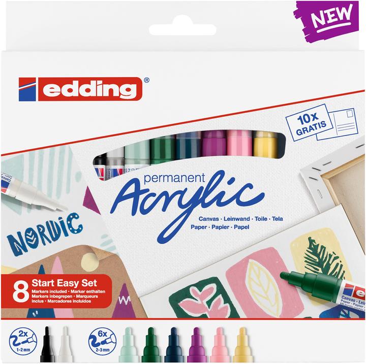 Set de démarrage pour marqueurs acryliques 8 pièces (Multicolore, 10 mm, 8 x)