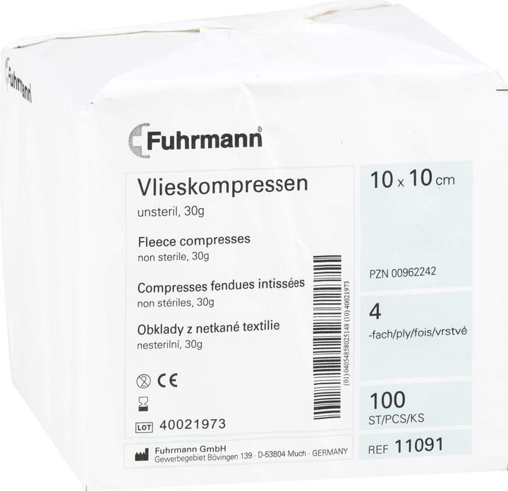 Produktbild Fuhrmann Vlieskompressen 10x10cm 4lagig unsteril, 100 St KOM