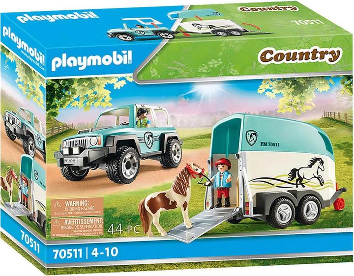 Immagine prodotto Playmobil Auto con rimorchio pony (70511, Paese Playmobil)