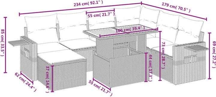 Produktbild VidaXL Gartenmöbel Sofa Garnitur Gartengarnitur Garten Sitzgruppe 8-tlg. Beige