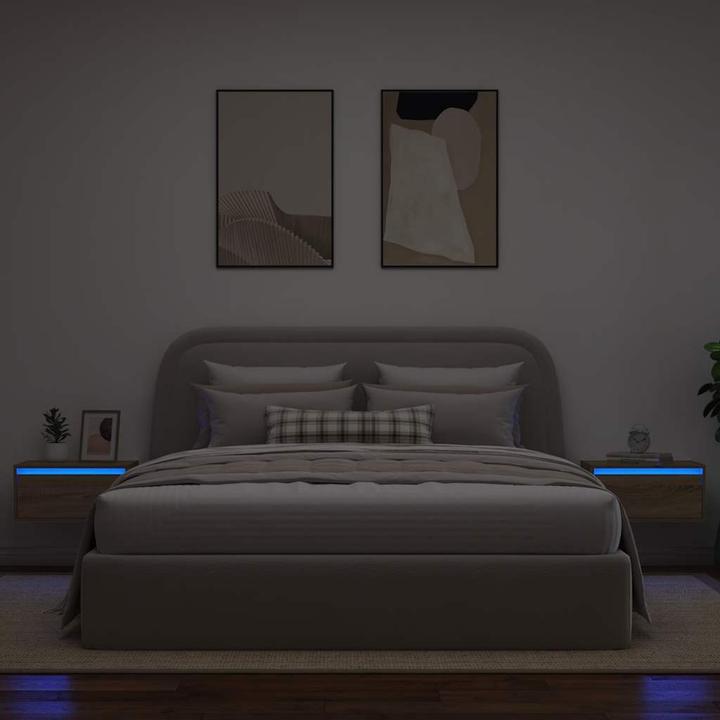 Immagine prodotto VidaXL Comodini a parete con luci LED 2 pezzi armadio in rovere Sonoma
