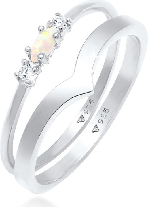 Image du produit Elli Set Marquise Opal V-Form mit Zirkonia Kristallen (54, Argent 925)