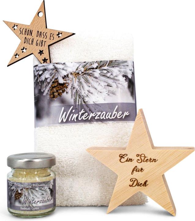 Image du produit ZNatur Cadeau de Noël Zirben bois d'arolle étoile Décoration sels de bain & chiffon No.136 (Set soin du corps)