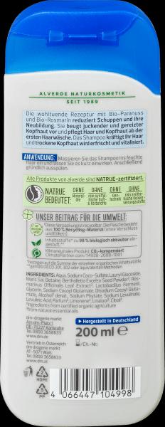 Image du produit dm alverde Anti-Schuppen Bio-Paranuss Bio-Rosmarin (200 ml, Shampoing liquide)