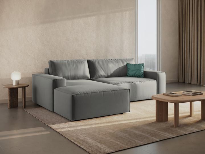Immagine prodotto Micadoni Divano angolare sinistro in velluto con funzione letto e box, "Jodie", 3 posti (Divano ad angolo)