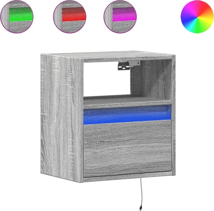 Actual product image VidaXL TV cabinet Wall unit Lowboard Hanging with LED lighting Grey Sonoma