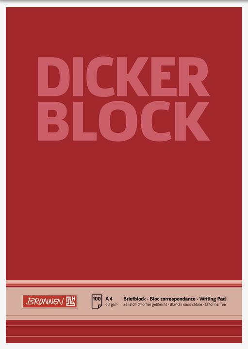 Produktbild Briefblock DIN A4 liniert 60g/m² rot weiss Dicker Block 100 Bl. (A4, Liniert)