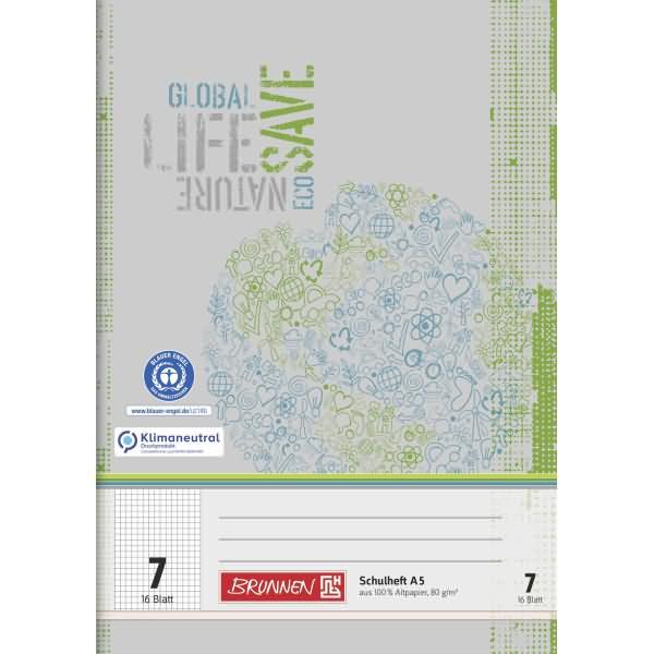 Actual product image Exercise book Recycling Lineatur 7 chequered without margin (A5, Checked, Hardcover)