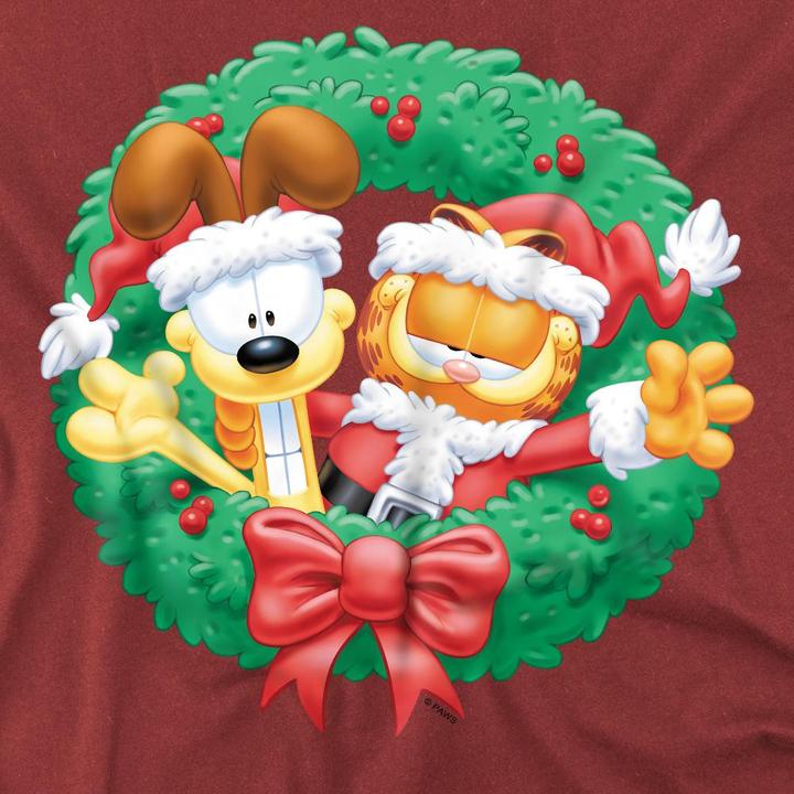 Actual product image Garfield Mens Wreath Christmas T-Shirt (XXL)