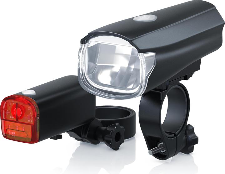 Produktbild Aplic LED Velobeleuchtung Fahrradlicht Set, StVZO zugelassen - Fahrradlampe Fahrradlicht Fahrradlampenset (30 lm)