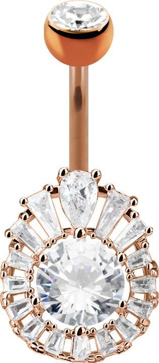 Star Piercing Banane rosegold Prinzessin mit grossem Kristall (Chirurgenstahl 316L, Messing)
