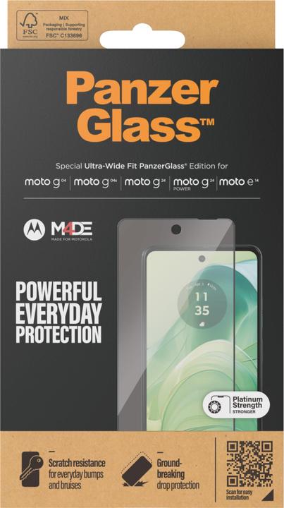 Produktbild PanzerGlass Ultra-Wide Fit (1 Stück, Motorola Moto G24, Motorola Moto G04, Motorola Moto G24 Power)