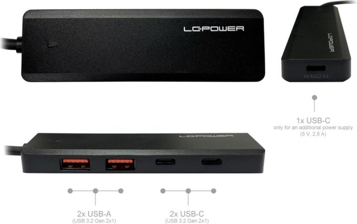Produktbild LC-Power LC-HUB-U3-4-C 2xUSBA 1XUSB-C Black retail (USB-C, 4 Ports)