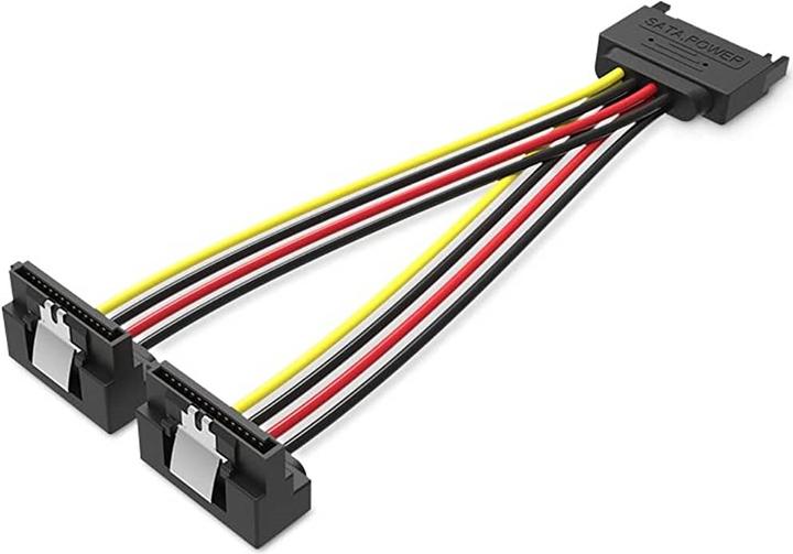 Image du produit Vention Câble de distribution d'alimentation SATA 15P (M) vers 2x 15P SATA 90Â° (F) - 0,15m