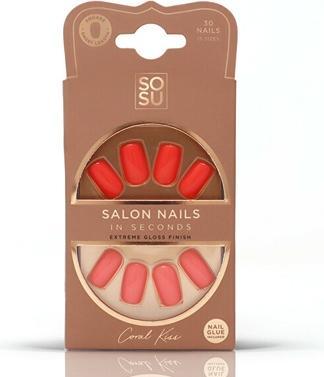 Sosu Cosmetics - Artificial nails Coral Kiss (Salon Nails) 30 pcs