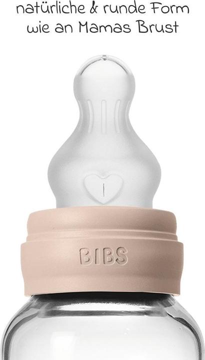 Produktbild Bibs Babyflaschen Glas-Flasche Baby Bottle Round 120 ml + Silikon-Trinksauger (120 ml)