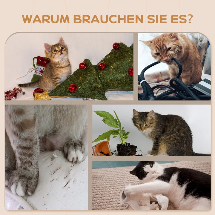 Produktbild PawHut Katzen Kletterwand Set Spanplatte, Plüsch Beige (54 cm, Beige+Cremeweiss)