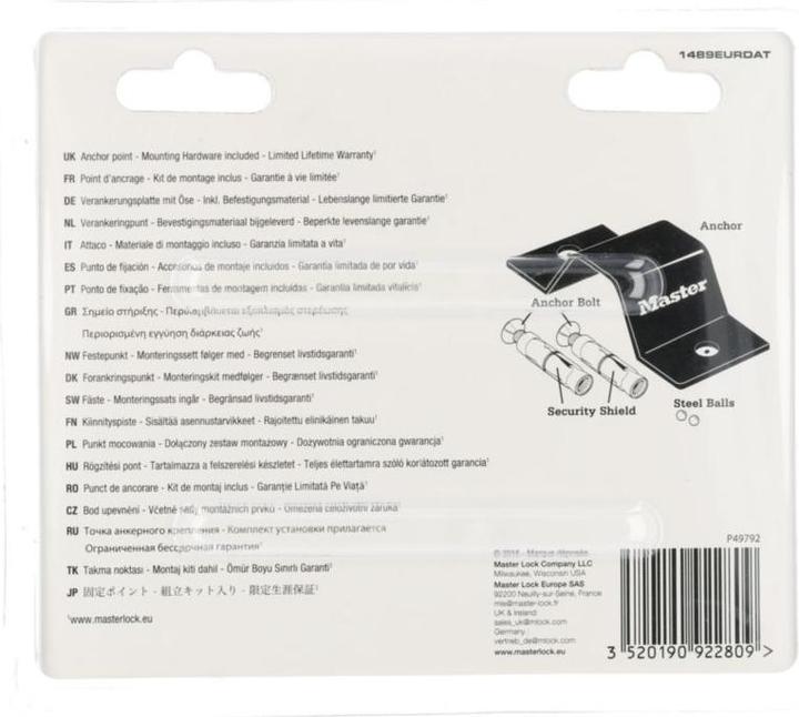 Image du produit Master Lock Ancrages muraux/au sol 1489EURDAT