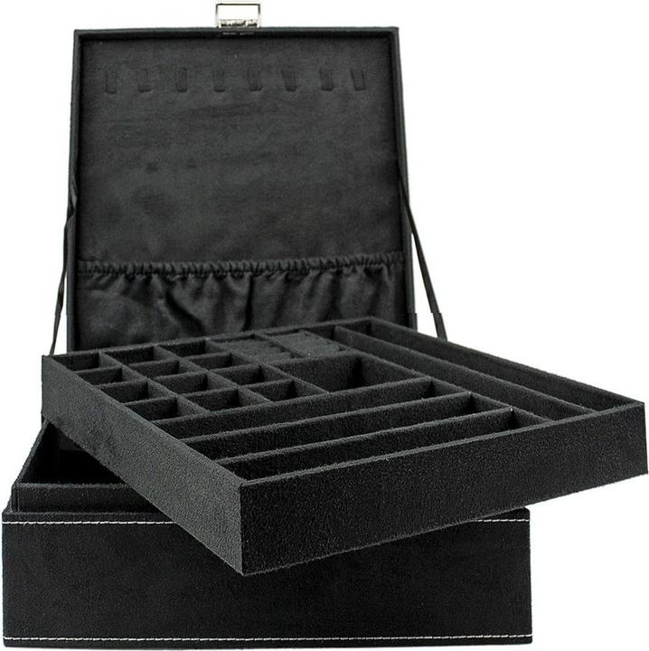 Image du produit JTI Boîte à bijoux, daim - noir, 26 x 26 cm