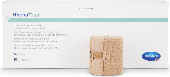 Actual product image Rhena Star elastic bandages 6cmx5m skincoloured open