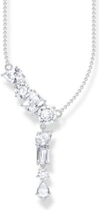 Thomas Sabo Halskette im Y-Stil mit acht weissen Steinen Silber (925er Silber, 40 - 45 cm)