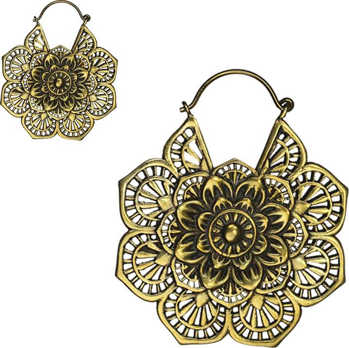 Actual product image Star Piercing Earring gold plated flower (Brass)