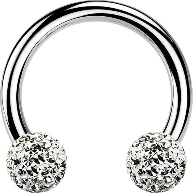 Immagine prodotto Star Piercing Campanile circolare in argento con due sfere di cristallo strato protettivo epossidico in argento (Acciaio chirurgico 316L, senza ottone)