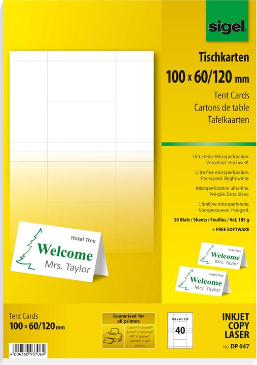 Sigel Place cards (A4, 185 g/m², 20 x)