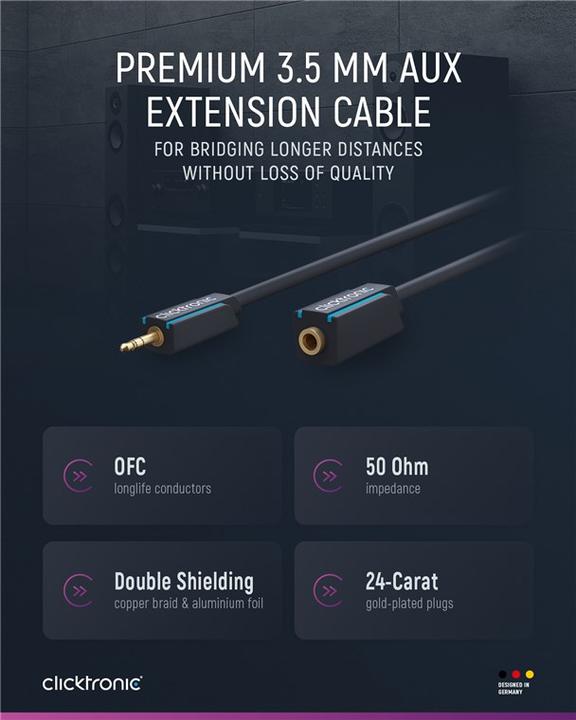 Actual product image clicktronic 3.5mm extension cable (1.50 m, 3.5mm jack (AUX))