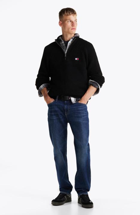 Produktbild Tommy Hilfiger Tommy Jeans Regular Trui met 1/4 zip Heren - Zwart - Maat L (L)