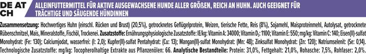 Nährwerte und Zutaten Pro Plan Performance Huhn (Adult, 1 Stk., 14000 g)