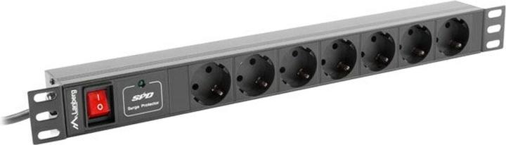 Produktbild Lanberg PDU-07F-0200-IEC-BK Stromverteilereinheit (PDU) 7 AC-Ausgänge 1U