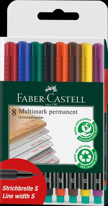 Actual product image Faber-Castell MULTIMARK - permanent marker (Multicoloured, 0.40 mm, 8 x)