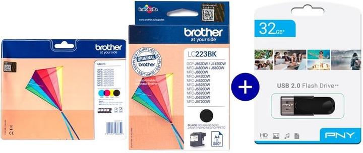 Image du produit Brother LC223BK & LC223VALBP - Cartouche d'encre - Multicolore & Noir - Clé USB incluse