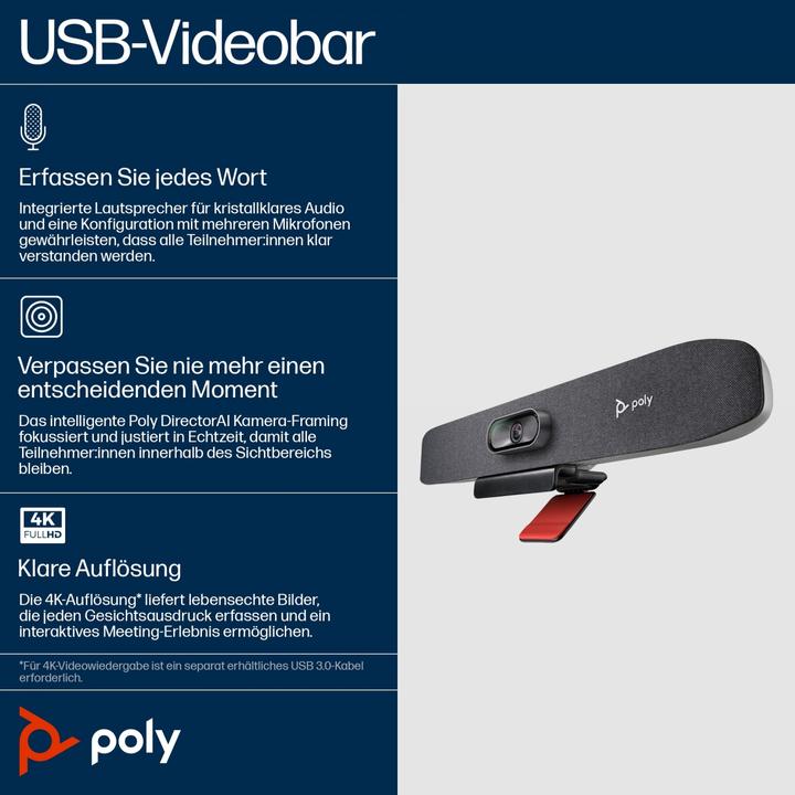 Actual product image Poly Studio R30 USB Video Bar