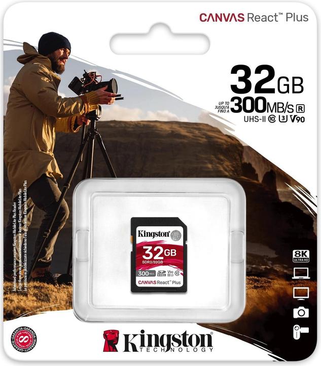 Image du produit Kingston Canvas React Plus (32 Go, SDHC, U3, UHS-II)