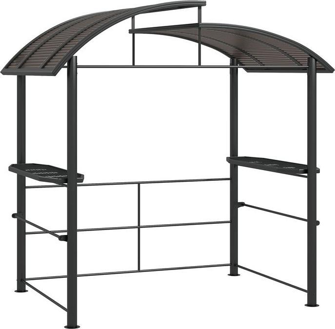 Produktbild Swisshandel24 Grillpavillon Flammschutzdach BBQ Pavillon UV Schutz Pergola Stahl PC Dunkelgrau 240x150x230cm (240 cm, 150 cm)