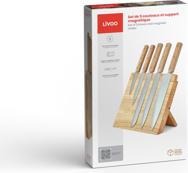 Produktbild Livoo Set aus 5 Messern und magnetischer Halterung