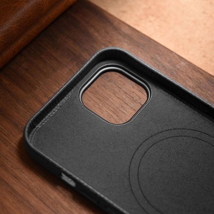 Immagine prodotto iCarer Litchi Premium Leather Case iPhone 14 Custodia magnetica in pelle con MagSafe Nero (WMI14220709-B) (Apple iPhone 14)