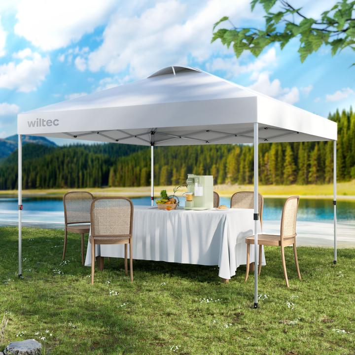 Image du produit Wiltec Pop up Pavillon 3x3m blanc Roues Pavillon de jardin Pavillon pliant Camping Party (300 cm, 300 cm)