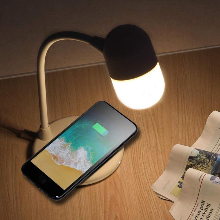 Image du produit PhoneLook Lampe de chevet 3 en 1 avec haut-parleur et recharge sans fil, lumière LED