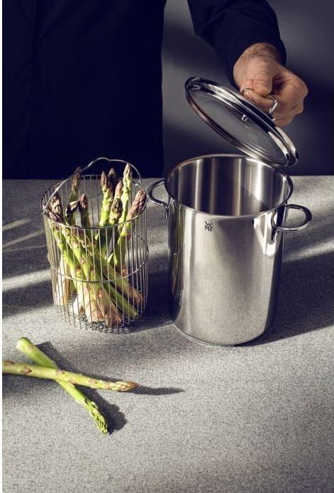 Productafbeelding WMF Asperge Pot Kookpot Inductie Hoog 16cm Pot met Glazen Deksel 5.0l Roestvrij Staal (16 cm, Steelpan, Roestvrij staal)
