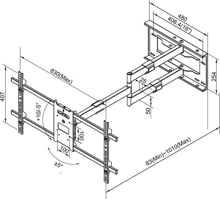 Image du produit Multibrackets 6539 (Mur, 75", 40 kg)