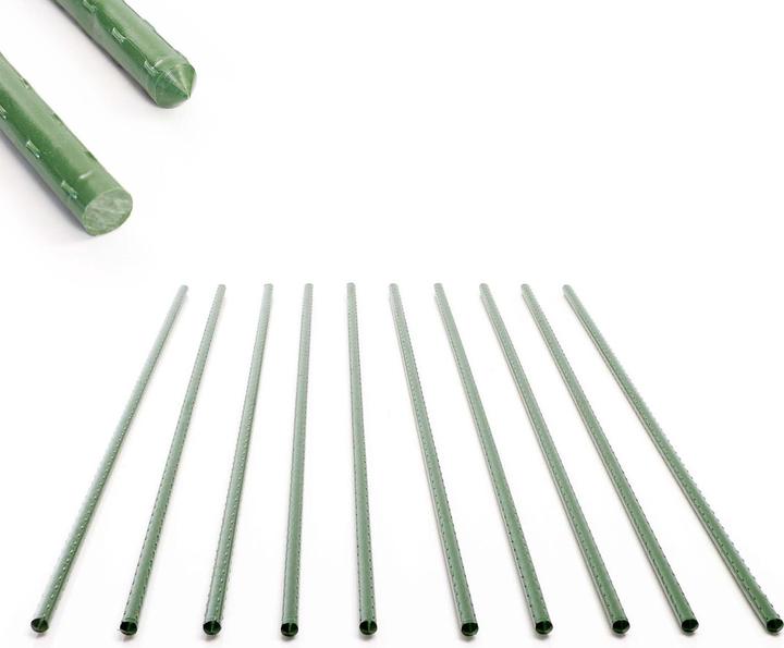 Actual product image Wiltec Toboli 10x plant sticks green 120cm Ø11mm trellis metal plastic tomato stake (120 cm, 1.10 cm)