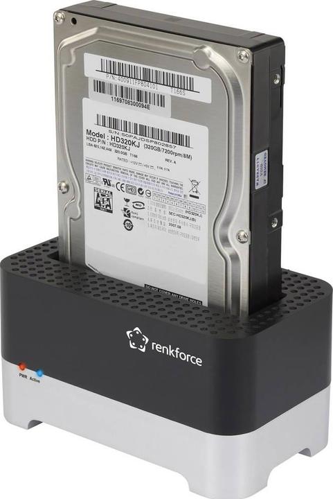 Actual product image Renkforce RF-DOCKING-01 USB 3.2 Gen 1 (USB 3.0) SATA Hard Drive Docking Station (USB-A, 1 Ports)